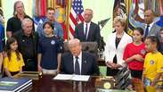 Trump diz a crian&ccedil;as que 'exterminou ex&eacute;rcito do Ir&atilde; em duas semanas' durante evento na Casa Branca