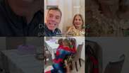 Filho que mora nos EUA chega vestido de Homem-Aranha e surpreende m&atilde;e de 83 anos #shorts