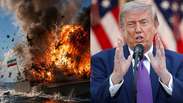 Donald Trump publica imagem feita com IA simulando ataque no Estreito de Ormuz em meio a negocia&ccedil;&otilde;es com o Ir&atilde;