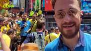 &lsquo;Aqui &eacute; o meu habitat natural&rsquo;, diz Fred sobre cobrir a Copa no meio do povo na Times Square