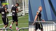 Neymar volta a treinar no gramado e brinca com a imprensa: &lsquo;Est&atilde;o com saudades?&rsquo;