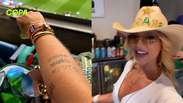 Com look 'cowgirl', Virginia reclama de caminhada a est&aacute;dio e mostra p&eacute; com calo em Brasil x Jap&atilde;o