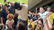 Bruna Biancardi mostra encontro de Mavie e filha de astro da NBA durante jogo do Brasil: 'Amigo do papai'