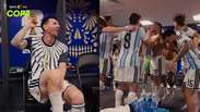 Jogadores da Argentina fazem festa no vesti&aacute;rio ap&oacute;s classifica&ccedil;&atilde;o emocionante