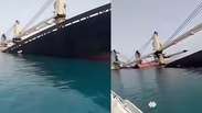 V&iacute;deo mostra navio cargueiro afundando ap&oacute;s colis&atilde;o perto do Estreito de Ormuz