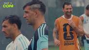 Treino da Argentina antes da final tem Messi encharcado e atraso por causa da chuva