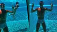 Cristiano Ronaldo curte piscina gigante com esposa ap&oacute;s elimina&ccedil;&atilde;o na Copa