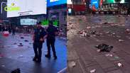 Olha como ficou a Times Square ap&oacute;s a festa dos Argentinos