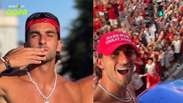 Her&oacute;i da Espanha na final, Ferran Torres usa bon&eacute; com frase de Trump &lsquo;adaptada&rsquo; em festa em Madri
