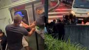 Passageiros pulam muro e tentam abrir portas de trem ap&oacute;s paralisa&ccedil;&atilde;o da circula&ccedil;&atilde;o em SP