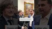 Fl&aacute;vio Bolsonaro posta encontro com Javier Milei: 'Uma pena que n&atilde;o posso ver o seu pai' #shorts