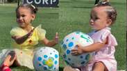 Mavie e Mel esbanjam fofura em treino do Santos em a&ccedil;&atilde;o pelo Dia dos Pais