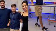Menino de 11 anos que perdeu a perna em ataque de tubar&atilde;o d&aacute; primeiros passos com nova pr&oacute;tese