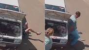 Pai ergue carro sozinho para salvar filho que fazia manuten&ccedil;&atilde;o do ve&iacute;culo no interior de SP