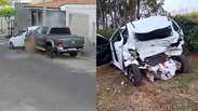 Caminhonete em alta velocidade atinge carro estacionado ap&oacute;s desaven&ccedil;a em SP