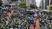  Drone mostra concentra&ccedil;&atilde;o de apoiadores para ato de Fl&aacute;vio Bolsonaro na Paulista