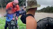 Veja o resgate de fam&iacute;lias ilhadas por enchentes no interior de SP