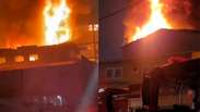 V&iacute;deos mostram inc&ecirc;ndio de grandes propor&ccedil;&otilde;es em f&aacute;brica de velas em S&atilde;o Paulo