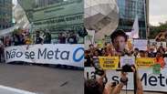 Manifestantes protestam em frente &agrave; sede da Meta em SP por suposta interfer&ecirc;ncia eleitoral