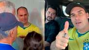 Eduardo Bolsonaro &eacute; recebido com Hino Nacional em col&eacute;gio eleitoral nos EUA
