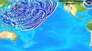 Animação mostra propagação do tsunami pelo Pacífico