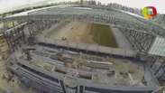 Drone sobrevoa obras na Arena da Baixada, em Curitiba