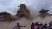 Turista flagra templos ruindo e pânico em tremor no Nepal