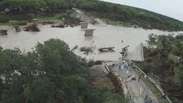 Drone registra ponte destruída por tempestade nos EUA