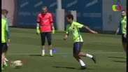 Neymar treina com a equipe após vitória do Barça em Madri