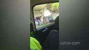 Motorista desce de veículo e quebra radar móvel com pedaço de pau