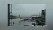 Vídeo: avião arremete no Aeroporto Santos Dumont em dia de chuva