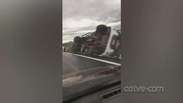Vídeo: Vendaval tomba caminhões no Norte do Rio Grande do Sul
