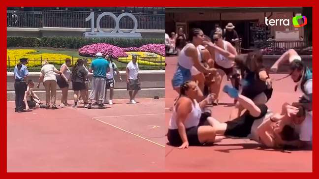 Video: Families act out fistfight at Disney park