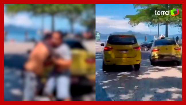Taxistas trocam socos em frente a cabine da Polícia Militar após discussão de trânsito no RJ
