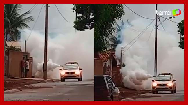 Fumacê da dengue 'engole' pessoas em rua de Teresina e vídeo viraliza