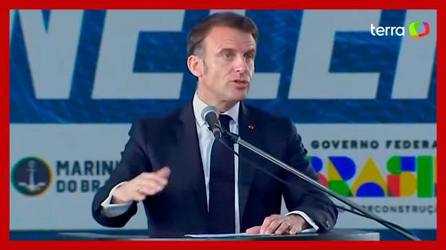 'França é uma potência amazônica', diz Macron em lançamento de submarino no RJ