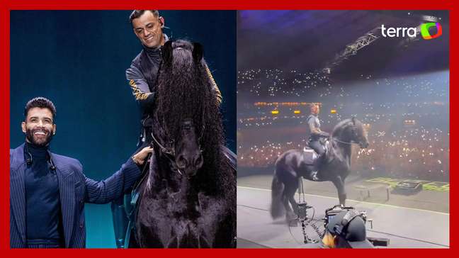 Gusttavo Lima leva cavalo para cima de palco em show em Belo Horizonte