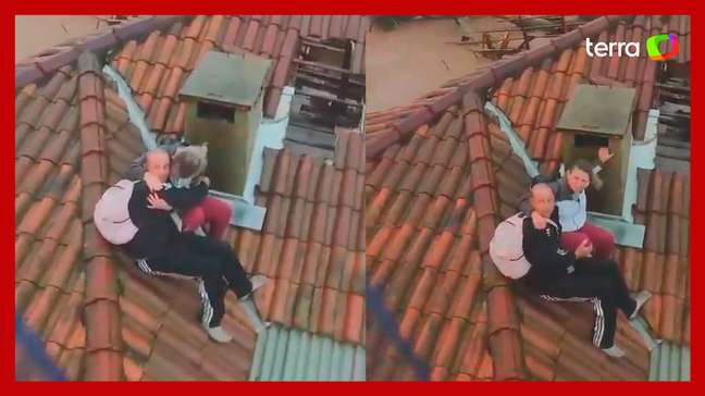 Casal é resgatado do telhado de casa por helicóptero da Brigada Militar no RS