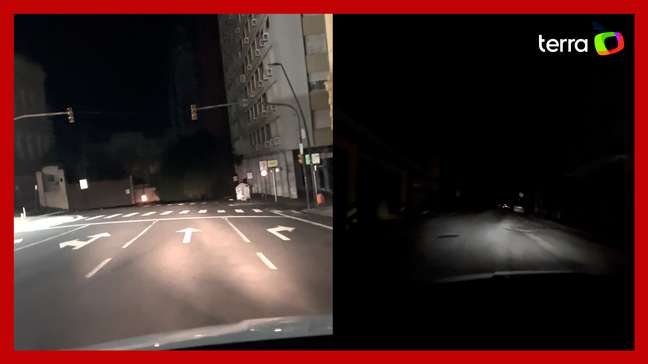 Morador mostra ruas do centro de Porto Alegre completamente desertas e no escuro