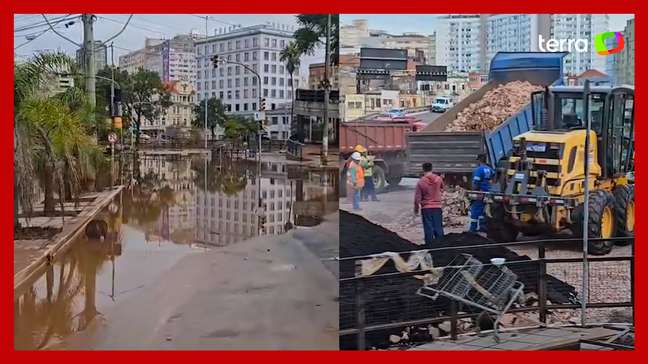 Vídeo mostra limpeza e obras em rodoviária de Porto Alegre após água de enchente baixar