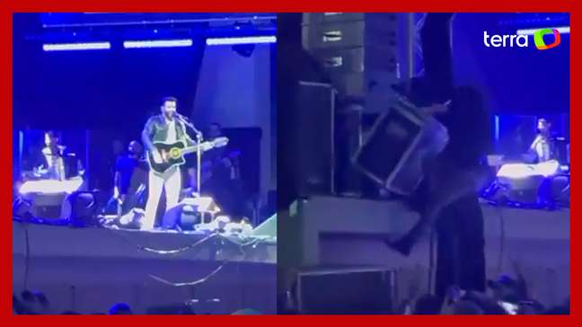 Fã cai ao tentar invadir palco de show de Gusttavo Lima em MT