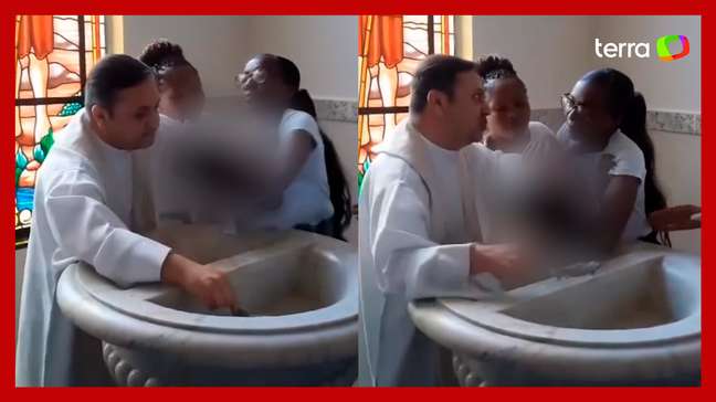  Padre dá 'puxão' em bebê durante batizado na Serra do Rio