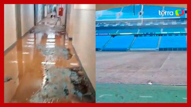 Vídeo mostra como ficou arena do Grêmio após inundação no RS