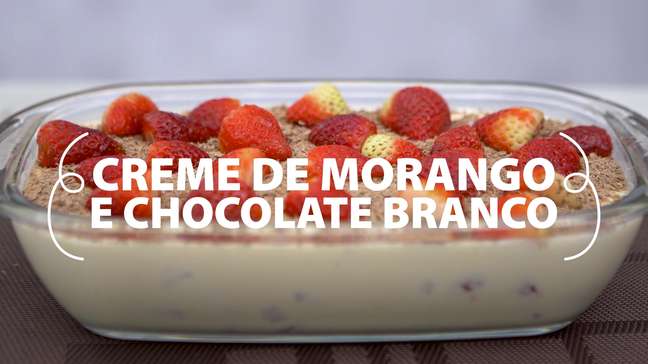 Sobremesa de Dia dos Namorados: creme de morango com chocolate branco!
