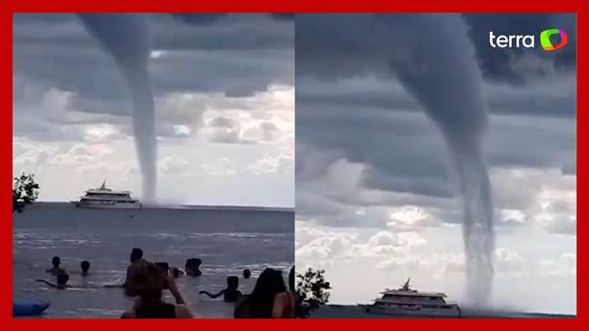 Banhistas registram tromba d'água em praia de São Luís (MA)