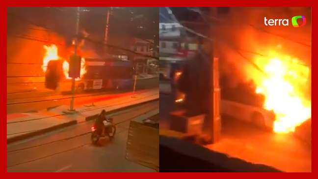 Ônibus elétrico é incendiado por criminosos em avenida de Salvador; veja vídeo