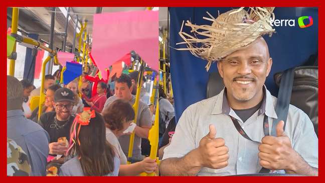 Motorista surpreende passageiros ao promover festa junina dentro de ônibus em SP