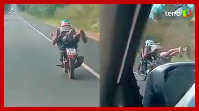 Homem é flagrado pilotando motocicleta deitado em BR no Maranhão