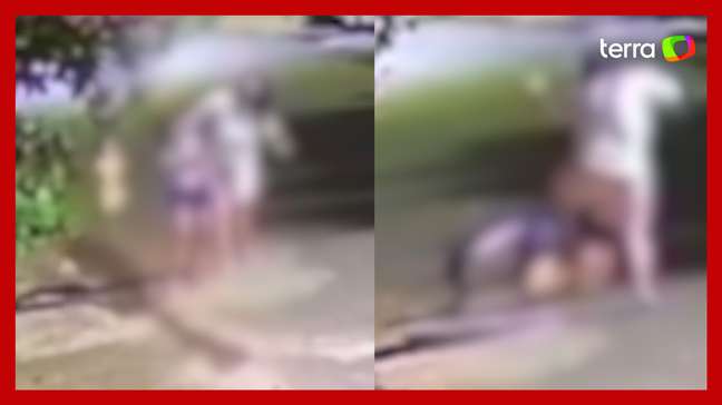 Câmera flagra tia agredindo sobrinha após ela tocar campainha e correr em Goiás