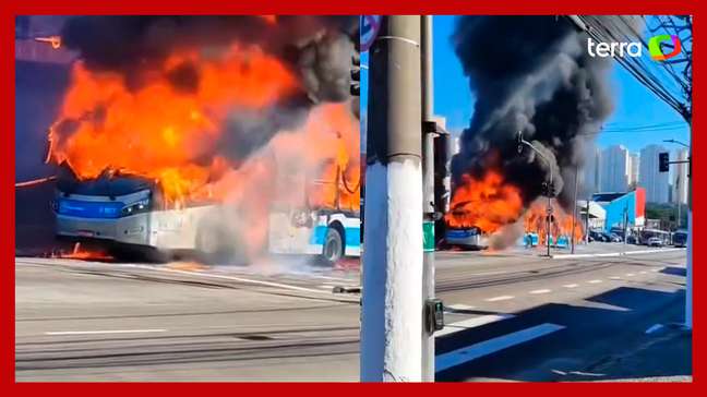 Ônibus pega fogo e interdita Avenida Interlagos em SP